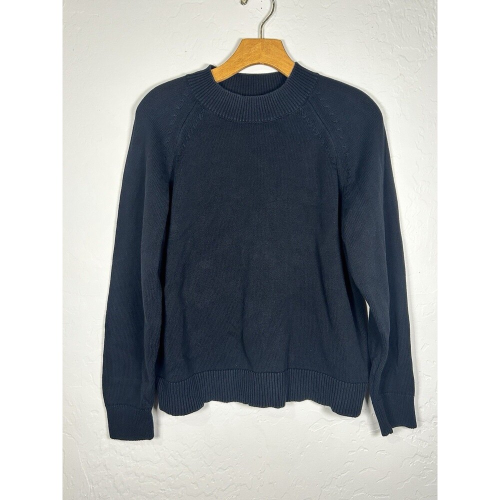 Quince Size M Organic Cotton Minimalist Knit Sweater Black Outdoor Casual